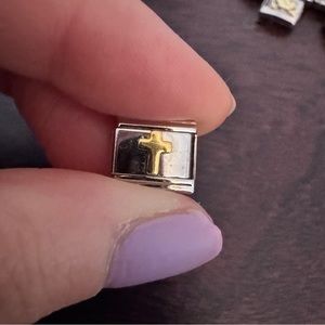 Gold Tone Jesus Cross Italian Charm Link